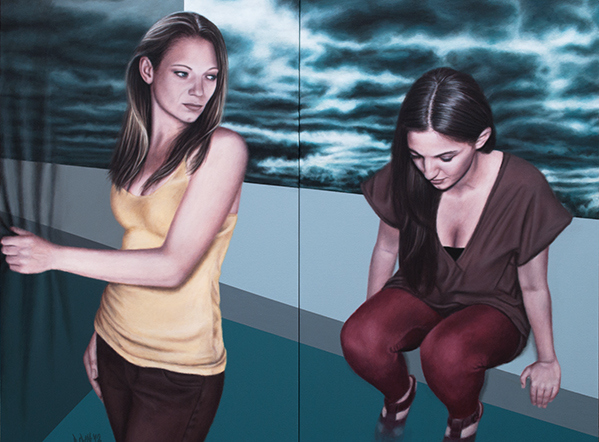 Was bleibt zurück?, 2012, Acryl auf Leinwand, 120 x 160 cm (zweiteilig)