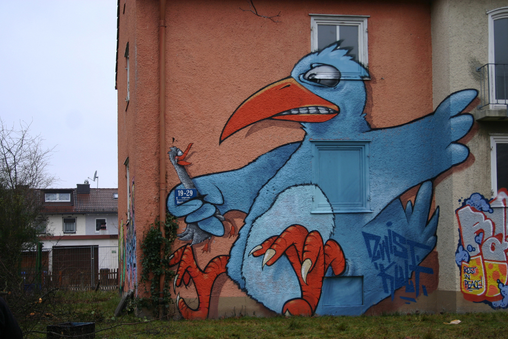 Projekt in Milbertshofen an einem alten Haus - mit dabei: Der Blaue Vogel