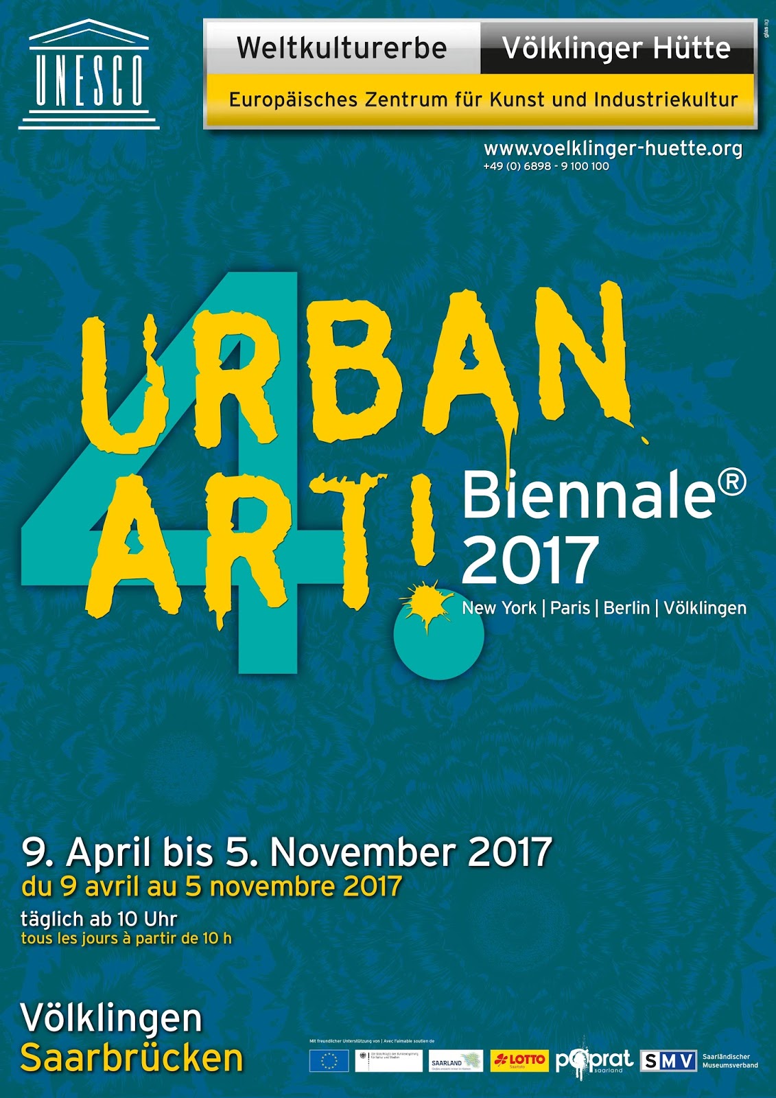 Plakat der "UrbanArt Biennale® 2017" im Weltkulturerbe Völklinger Hütte Copyright: Weltkulturerbe Völklinger Hütte/Glas AG 