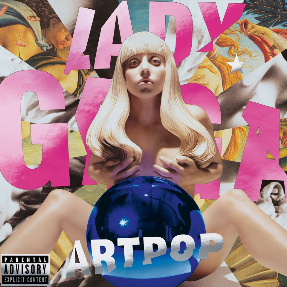 art: Jeff Koons / music: Lady Gaga / record: Artpop / year: 2013 / label: Interscope Records / format: Album 2×12˝, CD / artwork: Digital compositing / special: Limited-edition vinyl and CD. Initial copies in colored foil cover (hot pink, silver metallic) 