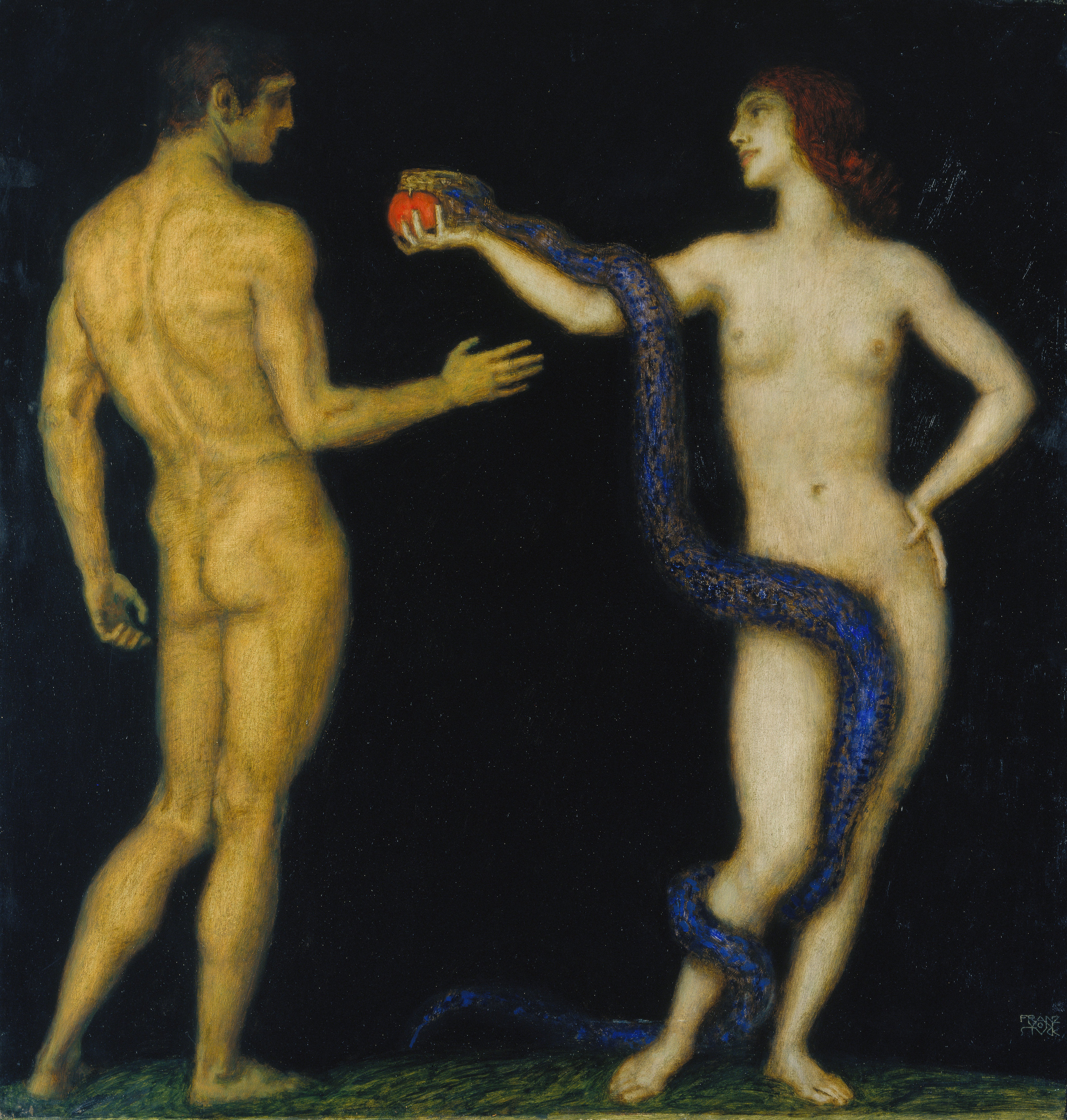 Franz von Stuck (1863–1928) Adam und Eva, 1920–1926 Öl auf Holz, 98 x 93,5 cm Städel Museum, Frankfurt am Main Foto: Städel Museum – ARTOTHEK Städel