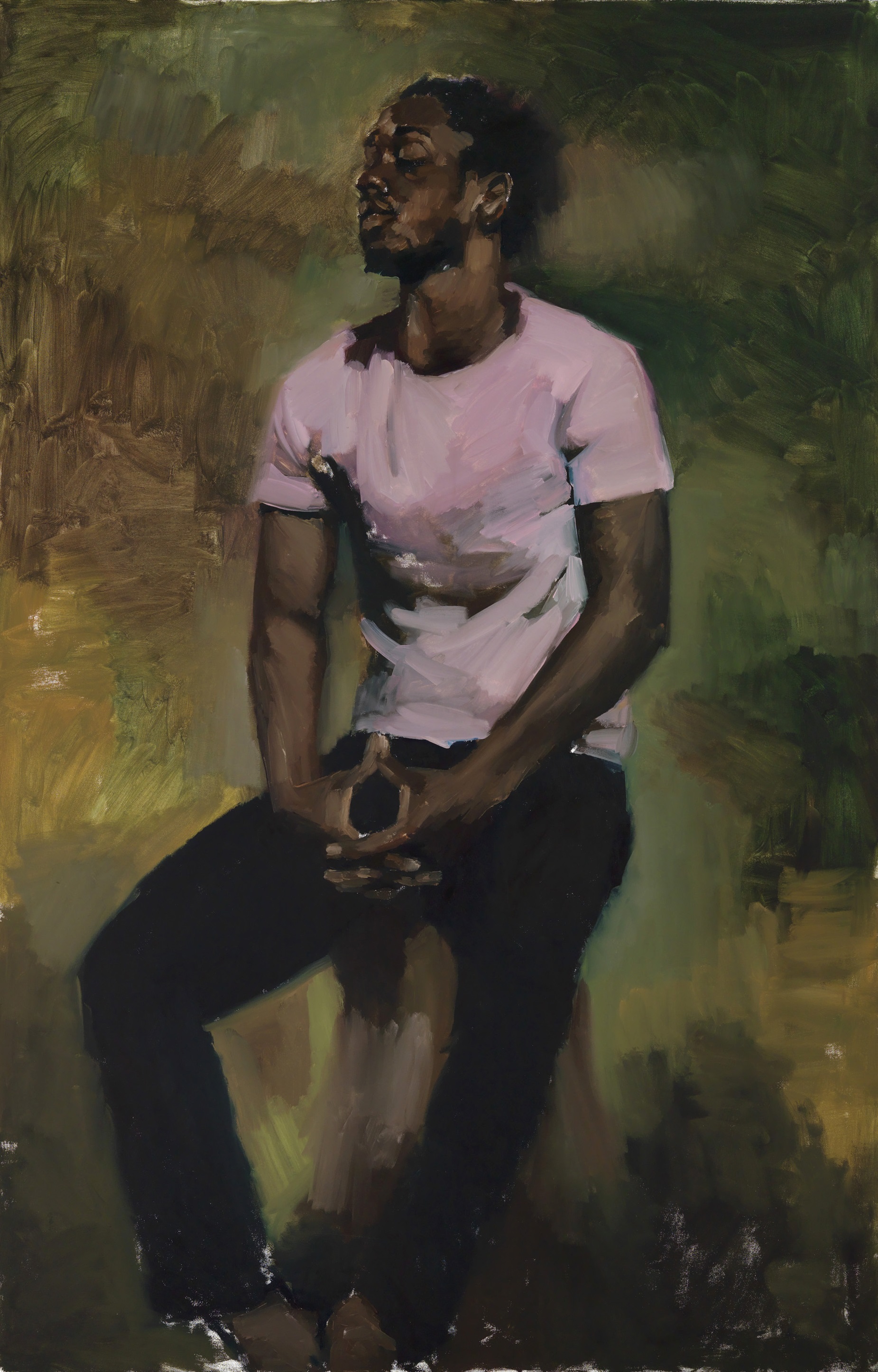 Lynette Yiadom-Boakye | Coterie Of Questions 2015 | Oil paint on canvas | 2000 x 1300 x 37 mm | Private collection. Courtesy Corvi-Mora, London and Jack Shainman Gallery, New York © Lynette Yiadom-Boakye 