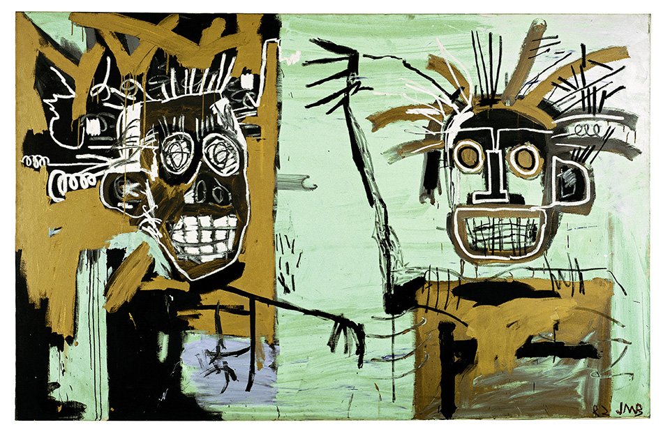 Untitled (Two on Gold), 1982 | Acrylic and oilstick on canvas, 203 x 317.5 cm | Photo: Courtesy Galerie Enrico Navarra, Paris | pp. 168/169 | Copyright: © The Estate of Jean-Michel Basquiat. Licensed by Artestar, New York